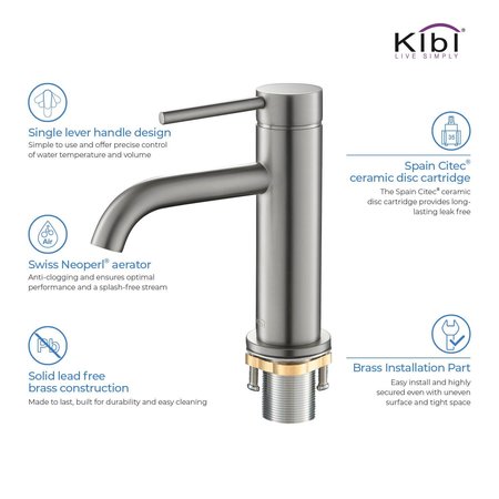 Kibi Circular Single Handle Bathroom Vanity Sink Faucet KBF1008BN